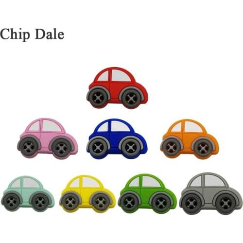 Chip Dale 20Pcs Baby Bite Molars Bulk Beads Silicone Mini Car Shape Gel Bead Baby Teething DIY Necklace Soft Baby Teethers