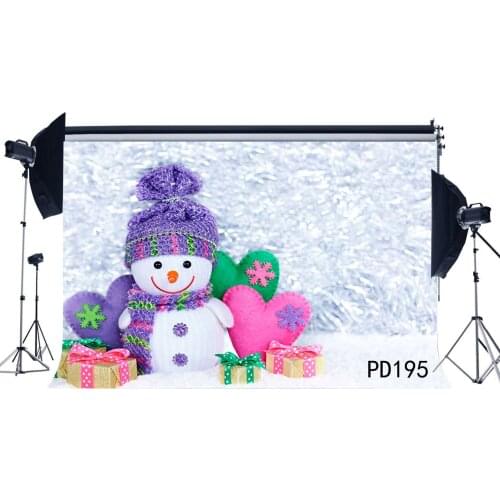 Photography Backdrops Bokeh Halos Falling Snowflakes Lovely Snowman Christmas Gifts Hearts Xmas Theme Seamless