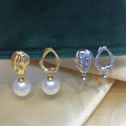 New Hot 925 Sterling Silver Earrings Findings Settings Base Mountings Parts Mounts for Coral Pearls Agate Crystal Stones Beads