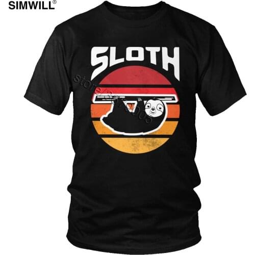 Mens Sloth T Shirt Funny Vintage Cute Animal Tee Clothing Gift Tshirt Short Sleeve Cotton Casual T-Shirts O-neck Trend Clothing