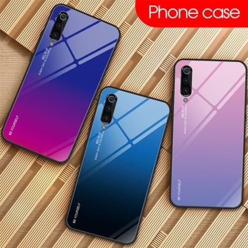 Gradient Colorful Tempered Glass Case for Xiaomi Mi 9 SE 8 Lite 9T Pro 6 Glossy Stained Case for Xiaomi A2 A1 Mix 2S Max 3 F1