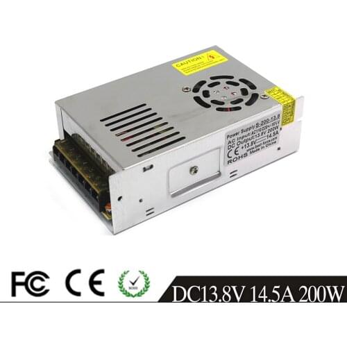 New Model 200W 13.8V 14.5A Switching Power Supply LED Driver AC110V 220V Input To DC13.8V SMPS for LED Light Strip Display CCTV
