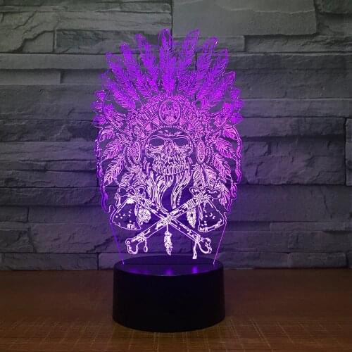 Indian Chief 3D Lamp 7 Color Led Night Lamps For Kids Touch Led Usb Table Lampara Lampe Baby Sleeping Nightlight Decor light
