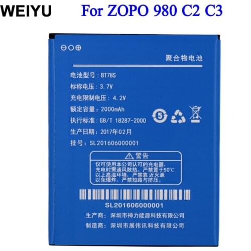 Quality 2000mAh BT78S battery for ZOPO 980 C2 C3 2A 980+ ZP980 Batterie Bateria AKKU Accumulator