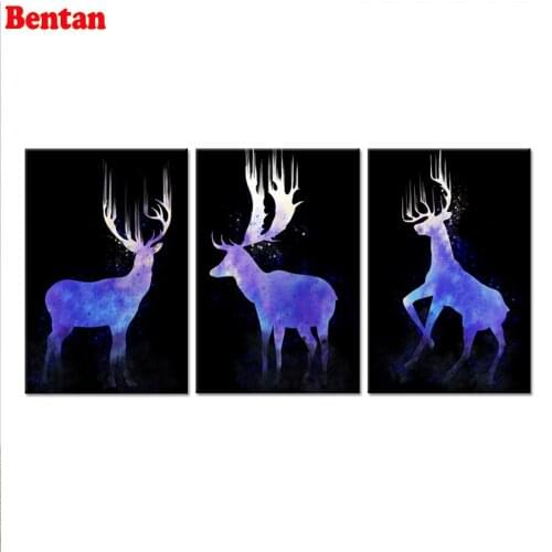 3 PCS Set Diamond Embroidery Abstract Deer Elk 5D Diy Diamond Painting Full Square Round diamond mosaic sale Wall Sticker Decor