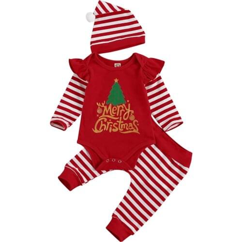 Newnorn Boys Girls 3-piece Set Letter Plaid Print Lace Crew Neck Long Sleeve Top Plaid Print Trousers with Beanies Cap