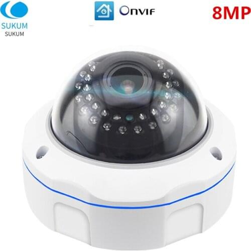 8MP Dome IP Camera 4K Video Surveillance Vandalproof Indoor 2.8-12mm Lens Home Security Camera ONVIF