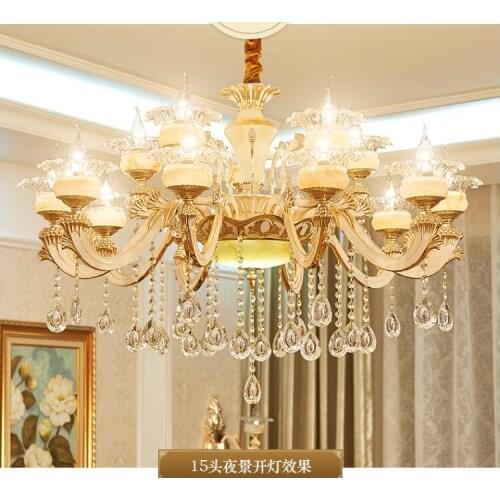 European style chandelier living room lamp new luxury crystal dining room bedroom lamp hotel villa zinc alloy lighting
