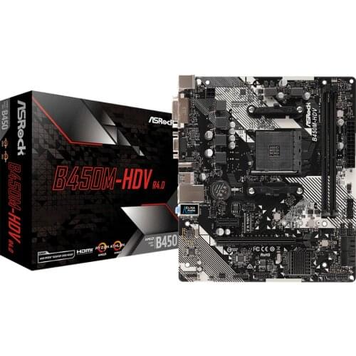 ASRock Super Alloy B450M-HDV Desktop Motherboard B450 Socket AM4 DDR4 32G SATA3, 1 Ultra M.2 USB 3.1 VGA HDMI Micro-ATX