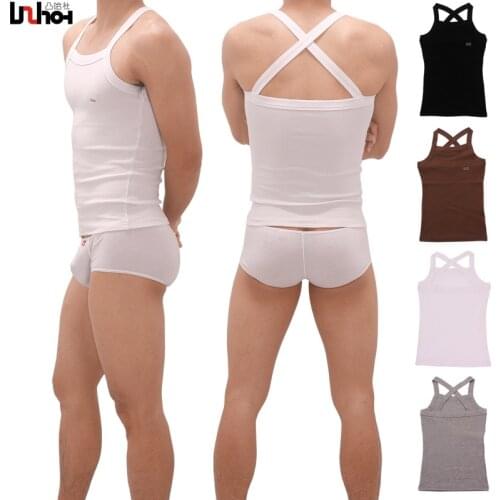 Sexy Men Tank Tops Cotton Sleeveless Vest for Man Solid Breathable O Neck Vest Summer tee top M-XXL