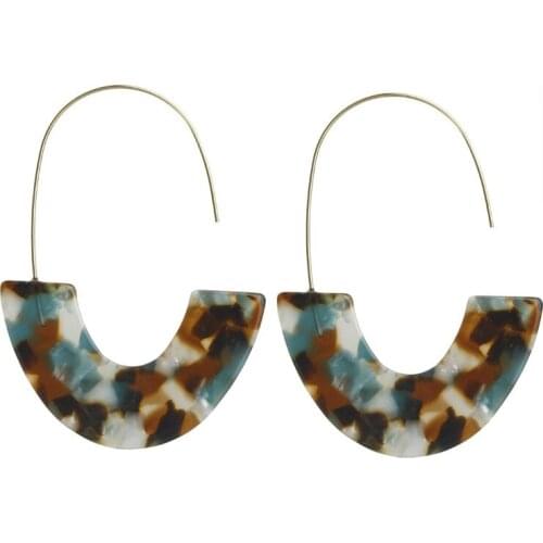 Fashion Leopard Print Multi-Color Acrylic Acetic Acid Drop Earrings for Women Girl Personality Simple Geometric Pendant Earrings