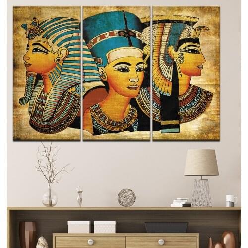 Frame Modular Painting Wall Art Poster HD Printed Modern Canvas 3 Pieces Pharaoh Of Ancient Egypt Living Room Home Decor Picture