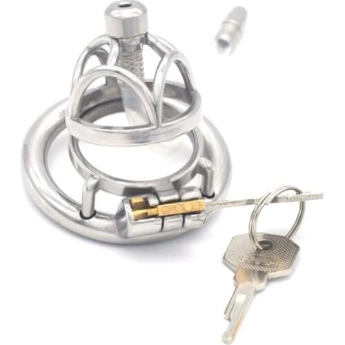 Male Metal Penis Chastity Device with Silicone Catheter Cock Cage Sex Rings Stainless Steel CB6000 Penis Alternative Sex Toys