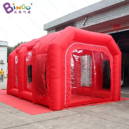 6X4X3.2 meters red color inflatabe spray booth , inflatable paint booth with 2 blowers toy tents