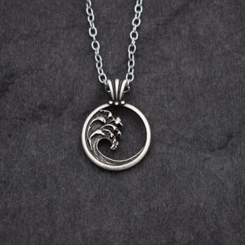 Original Women Wave Necklace Ocean Surf Pendant Birthday Dainty Jewelry