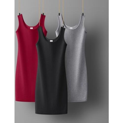 Spring summer Woman Cotton Soft Tank Dress Casual Satin Sexy Camisole Elastic Female Home Beach Dresses