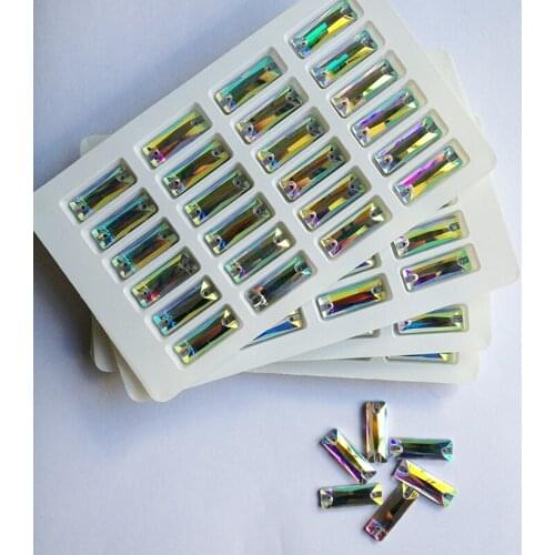 Rectangle Sew on Rhinestone Glass Material Stones Crystal AB Strass For DIY Wedding Dresses