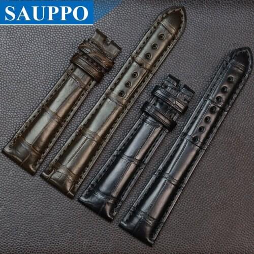 SAUPPO Suitable for ZENITH Captain Alligator Skin Leather Watch Strap Bamboo Grain Crocodile Men Watch Accessories 20mm