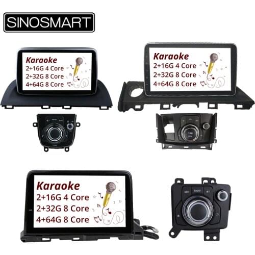 SINOSMART 4 Core/8 Core CPU 2G Android 8.1 Car GPS Navigation for Mazda 3 Axela 2014-2019/Mazda 6 Atenza 2016-2019 Karaoke