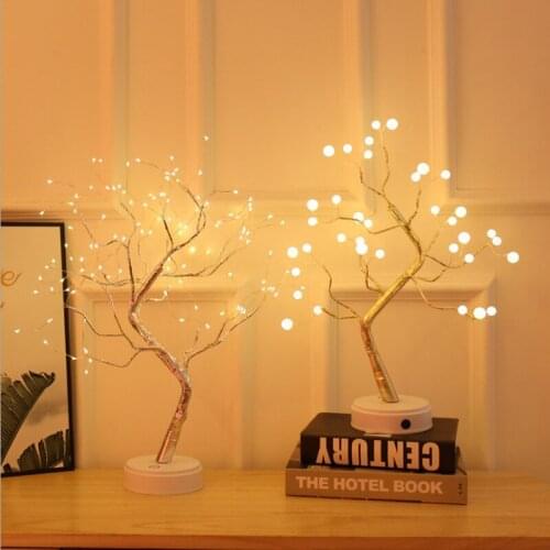 LED Table Lamp Night Lights Mini Christmas Tree Copper Wire Garland Lamp For Home Kids Bedroom Decor Fairy Lights Holiday Light