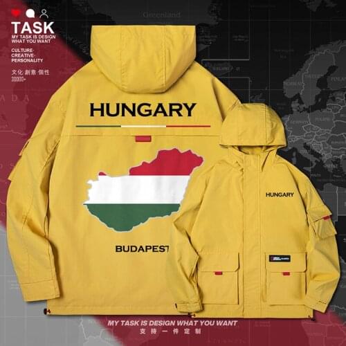 Hungary Hungarian HUN men jacket hooded map nation flag casual fashion new trench coat men long sleeve jackets autumn clothes