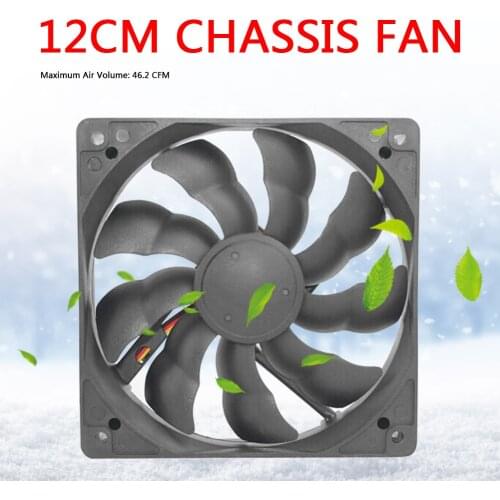 New 12cm Silent Chassis Cooling Fan DC 12V Quiet Cooler Radiator for Computer PC Case Portable Computer Cooling Double Duct Fan