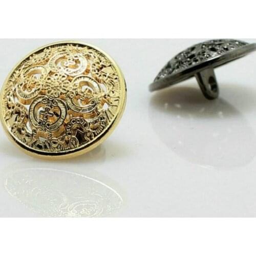 Carve Patterns Metal Round Golden Black Coat Buttons Shank Button 100pcs/lot