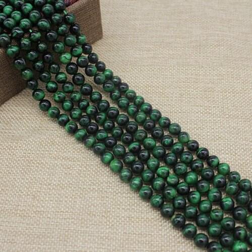 High Quality Tigers-eye Stone Round Loose Beads Green Tiger Eye Stone Beads for Jewelry Making Bracelet Earrings Necklace Beads