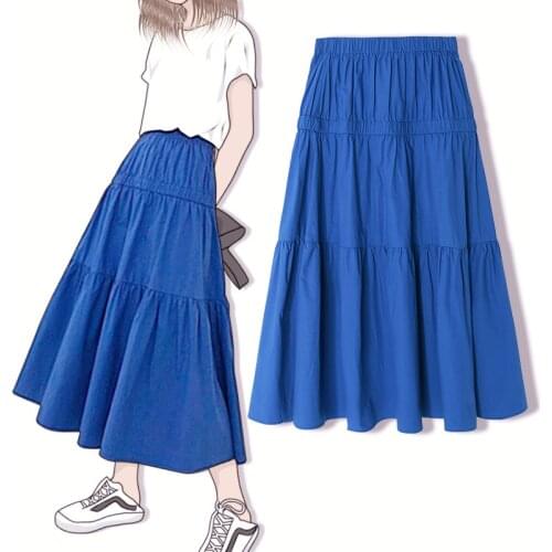 Plus Size Womens Long Summer Skirt High Waist cotton linen Maxi Skirts Spring Autunm Pleated ruffled skirt big size 5xl 6xl 7xl