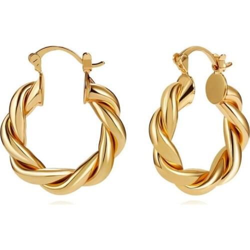 2021 New Cute Chunky Hoop Earrings for Women Twist Earrings Creative Gold Color Earring Minimalism Jewelry Gift
