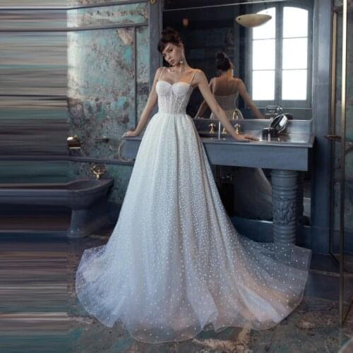 Thinyfull Simple Boho Spaghetti Straps Wedding Dresses A Line Court Train Sweetheart Bridal Gown Floor Length Vestido De Novia