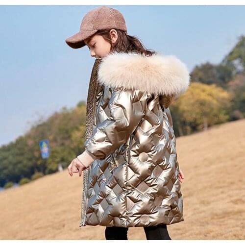 2021 Winter Thermal Medium-long Coats Boys Teens White Duck Down Jackets Girls Detachable Hooded Coat Kids Parka Warm