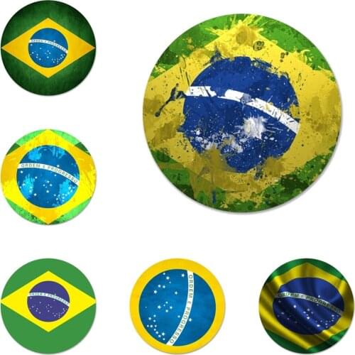 58mm Brazil Flag Icons Pins Badge Decoration Brooches Metal Badges For Clothes Backpack Decoration