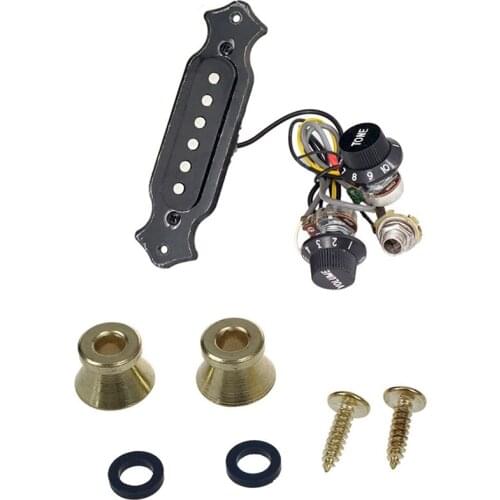 2 Pcs Electric Acoustic Guitar Bass Strap Button Screw Lock Pins & 1 Set MI0301 Prewired Guitar Sound Hole Pickup