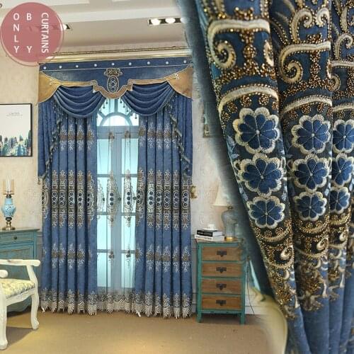 2021 Luxury Atmosphere European-style Hollow Embroidered Curtains for Living Room Bedroom Study Blackout Curtains Customization