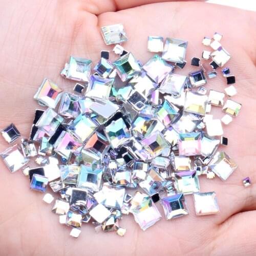 Nail Acrylic Rhinestone FlatBack Square 6mm 3g 55pcs For Crafts Scrapbooking DIY Clothes Nail Art Decoration
