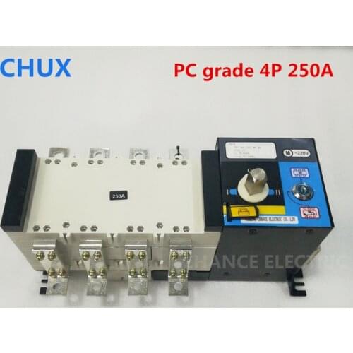 CHUX ATS Automatic Transfer Switch 4P 3P 250A PC grade 220V/ 230V/380V/440V 4 pole 3 phase Dual Power Switch
