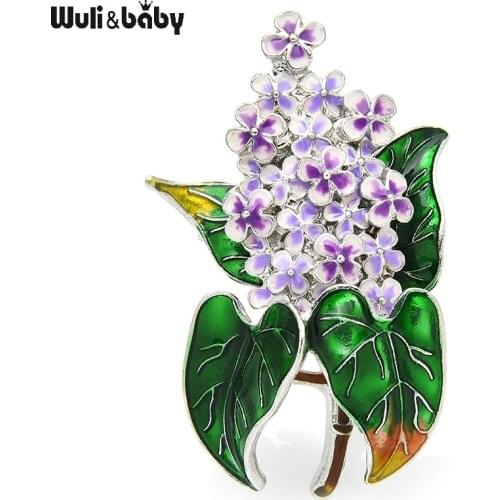 Wuli&baby Enamel Lilac Flower Brooches Beauty Spring 4-color Clove Flower Party Office Brooch Pins Gifts