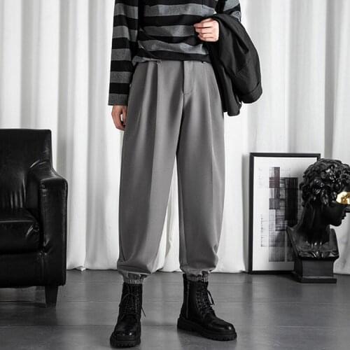 Spring Autumn Korean Fashion New Men Harem Pants Brand Hipster Youth Ankle Length Black Gray Trousers