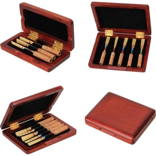 Wooden Oboe Reed Case Holds 3/6/10PCS Oboe Reeds Protector With Soft Velvet Red