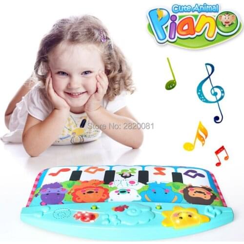 Baby cute animal piano kicking&play toy piano model,song&animal sounds for kid early educational stop cry musical toy bule&pink