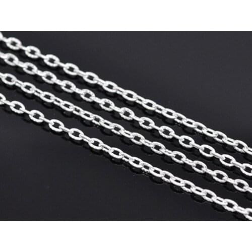 DoreenBeads Iron Based Alloy Textured Link Cable Chain Findings Silver Color DIY Making Necklace Earrings Jewelry 4x2.5mm,10M