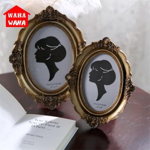 European Bronze Gold Carved Photo Frame Creative Resin Picture Desktop Frame Luxury Frames for Wedding Home Decor Gift Craft