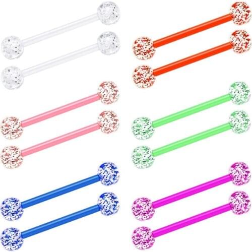 14G Flexible Acrylic Tongue Rings Straight Nipple Piercing Retainer Women Clear Nipplerings Barbell 12mm 14mm 16mm 19mm