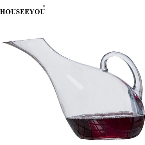 HOUSEEYOU 650/2000ML Swan Shape Wine Decanter Crystal Glass Aerator Container Wine Dispenser Carafe with Handle Wine Bottle Jug