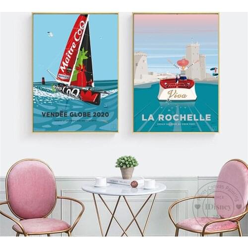 Small Sailboat At Sea Surfing Disney Print Canvas Painting Wall Art Picture Nordic Style For Dinning Living Room Home Decoration