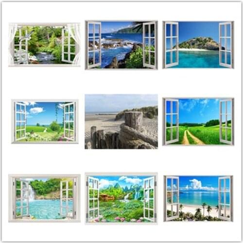 Kexinzu Full Square Drill 5D DIY Diamond embroidery Window Scenery Diamond Painting Cross Stitch Rhinestone Mosaic Decor Gift