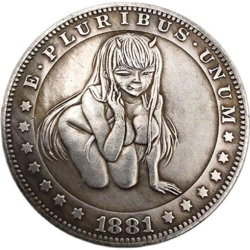 American Morgan Wanderer 1881 Commemorative Coin Collection In God We Trust Demon Woman Home Decoration Crafts Souvenirs Gifts
