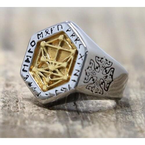 Fashion Viking Compass Ring Men And Women Stainless Steel Viking Rune Ring Nordic Totem Amulet Jewelry Size 7 to 15