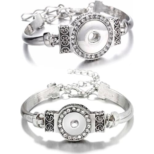 Crystal 126 Fashion Vintage Engraving Fit 12mm 18mm Snap Button Metal Bracelet Bangle Interchangeable Charm Jewelry Women Gift